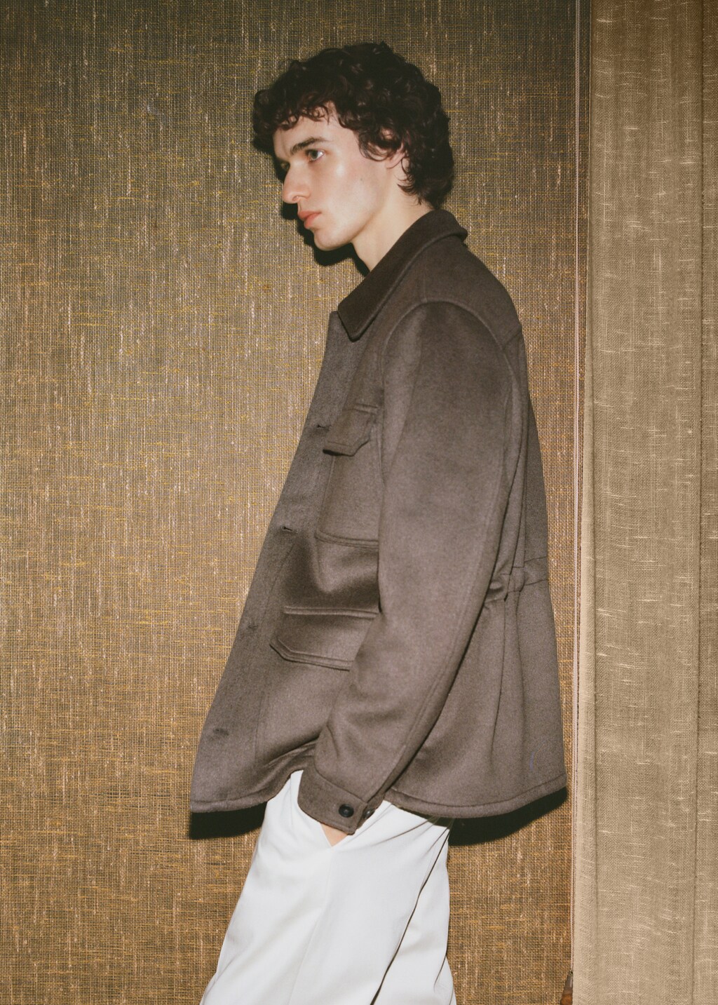 Wool-blend flannel overshirt - Khaki