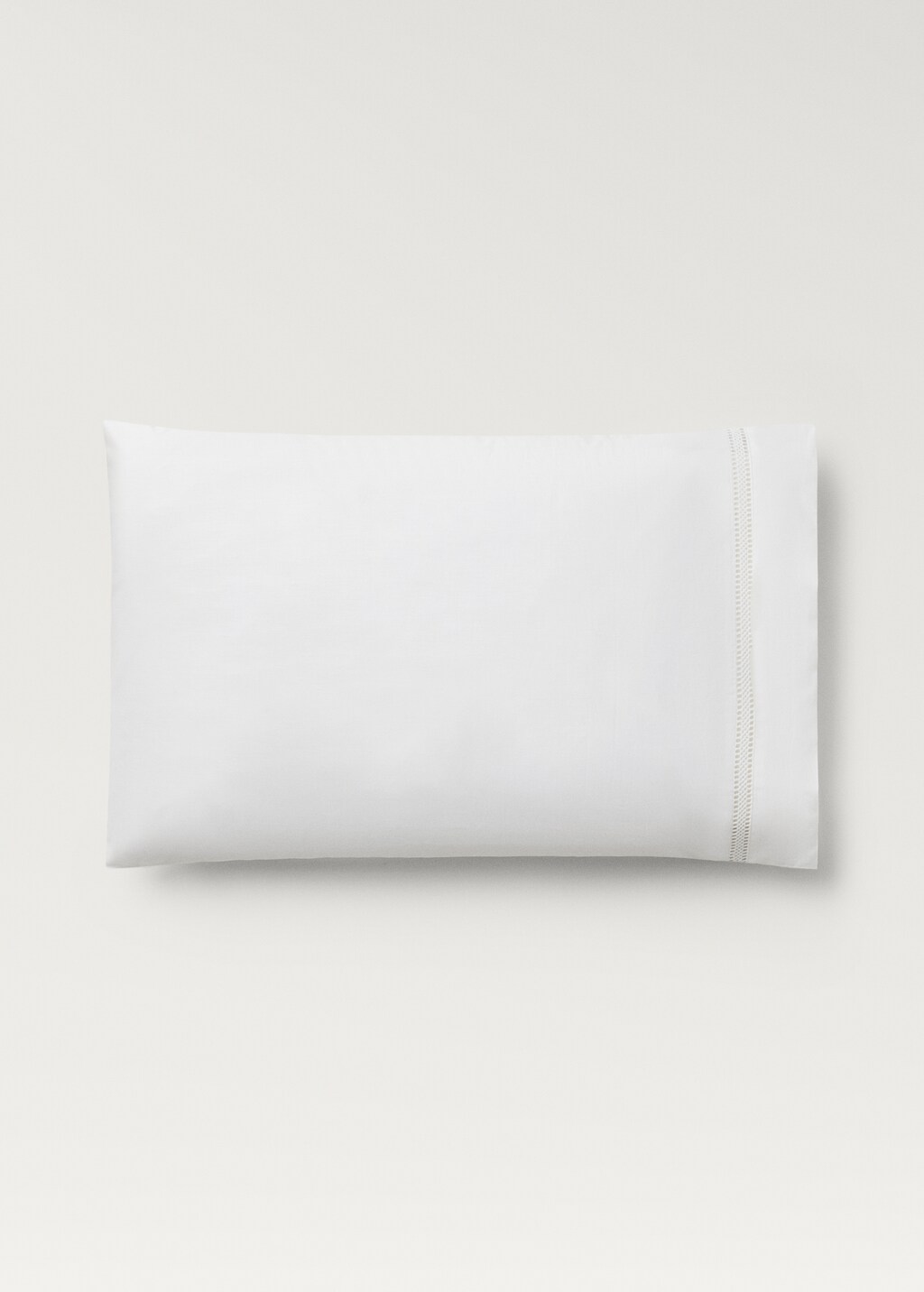 Cotton percale pillowcase with lace insert 50x75 cm - White