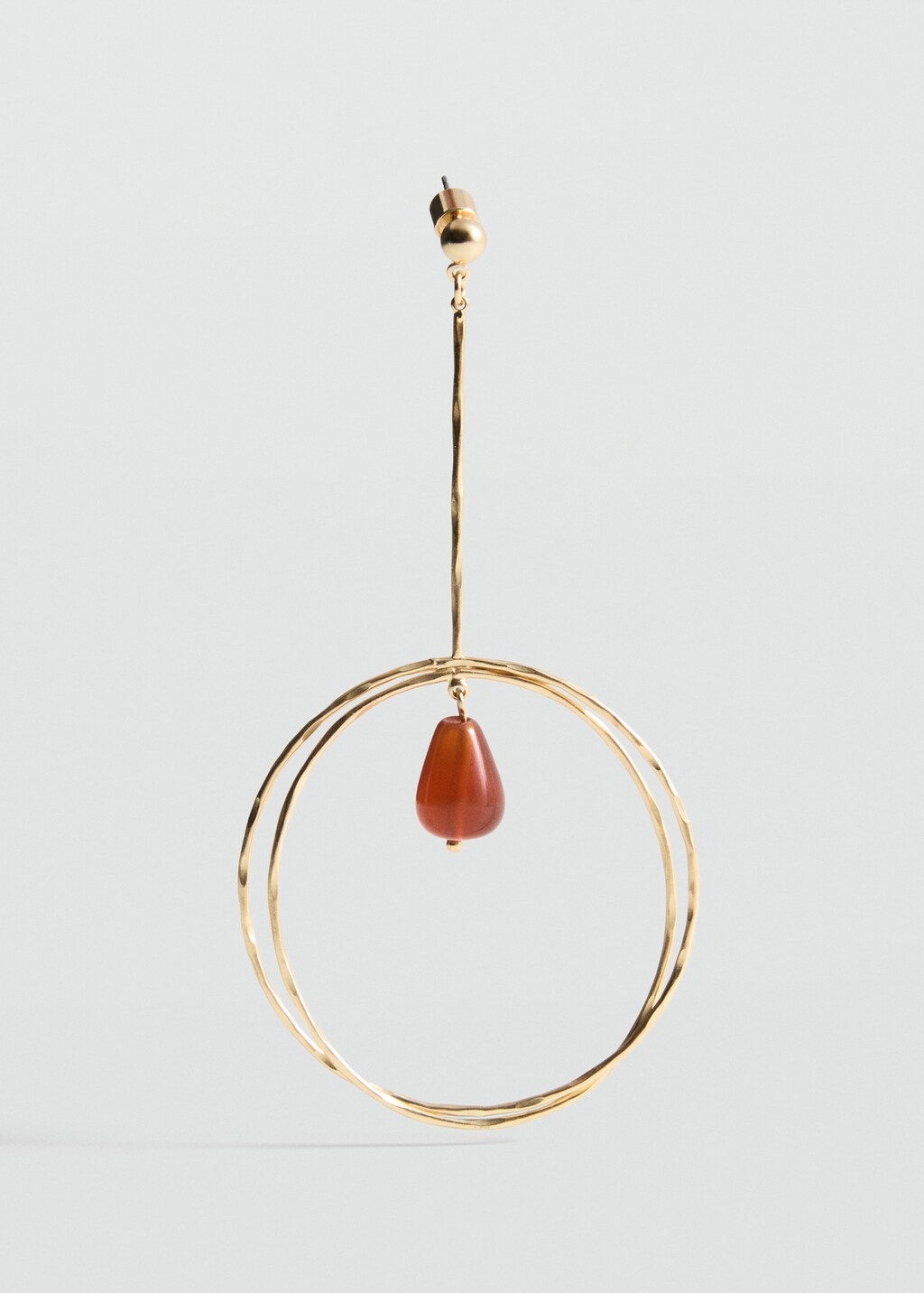 Hanging hoop earrings with ball detail - Gold