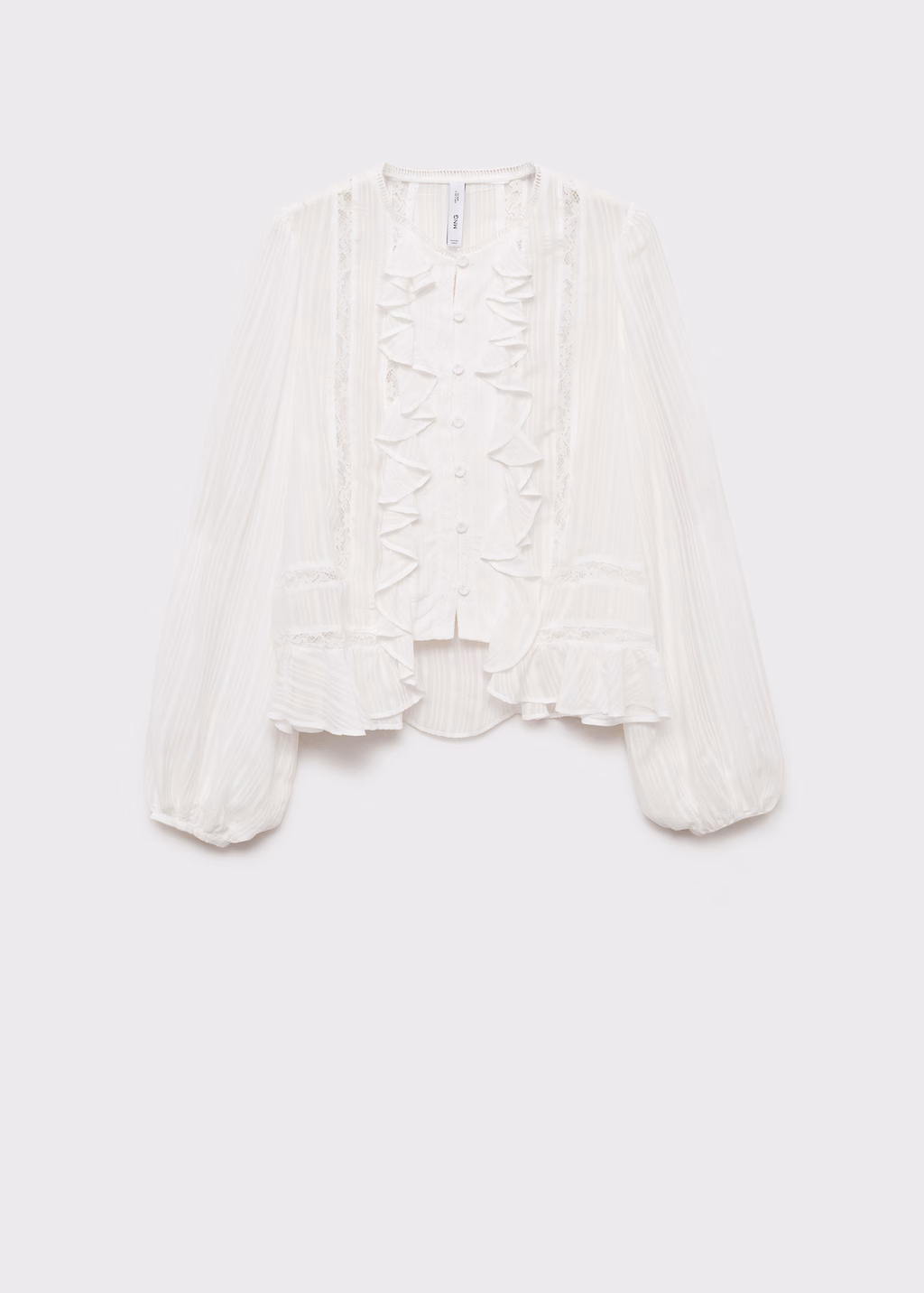 Blouse with ruffles and lace details - Off White