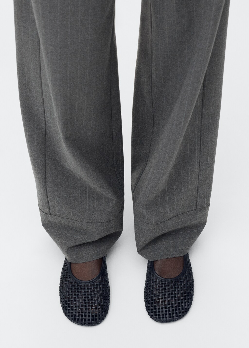 Chalk-stripe straight trousers - Dark Navy
