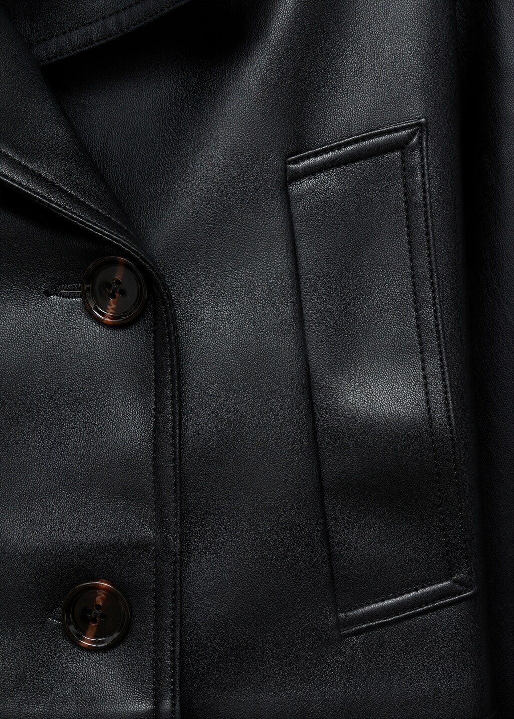 Leather-effect cropped jacket - Black