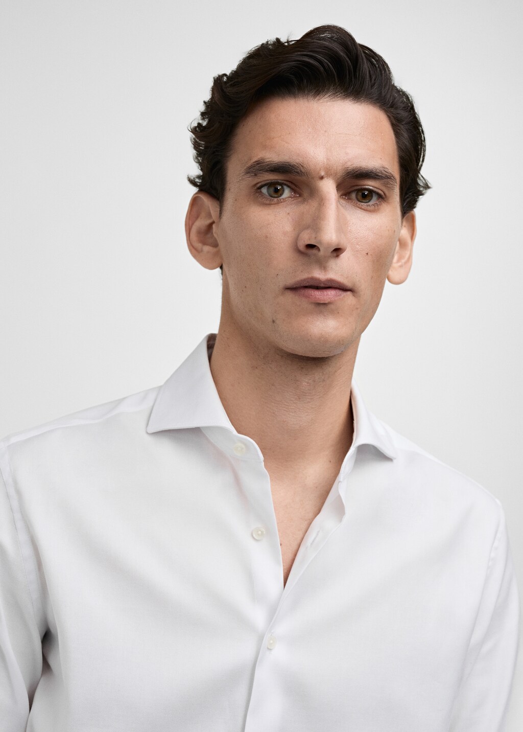 Slim-fit cotton suit shirt - White