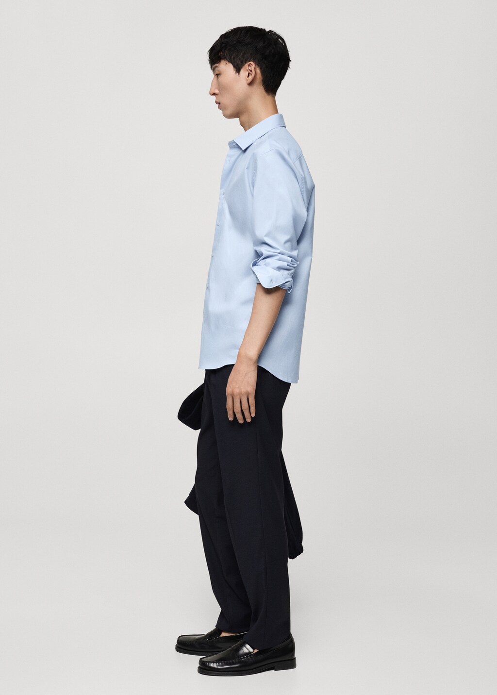 100% cotton twill regular-fit shirt - Brown