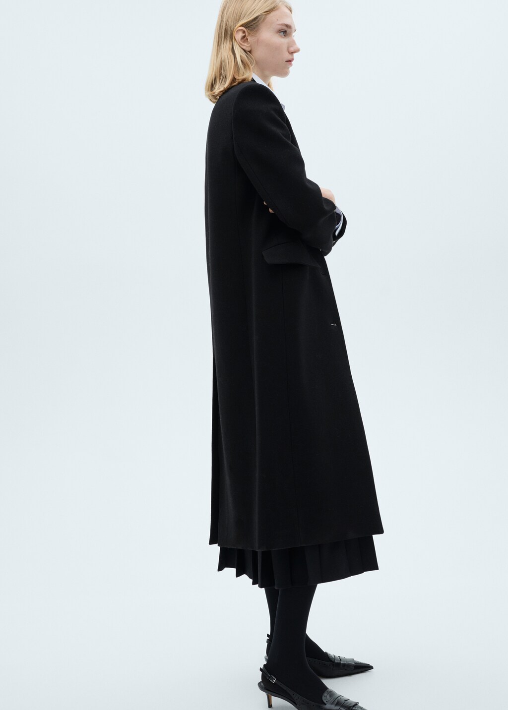 Long structured wool coat - Medium Brown