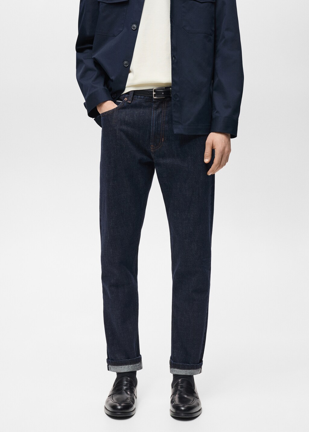 Tapered-fit selvedge jeans - Off White