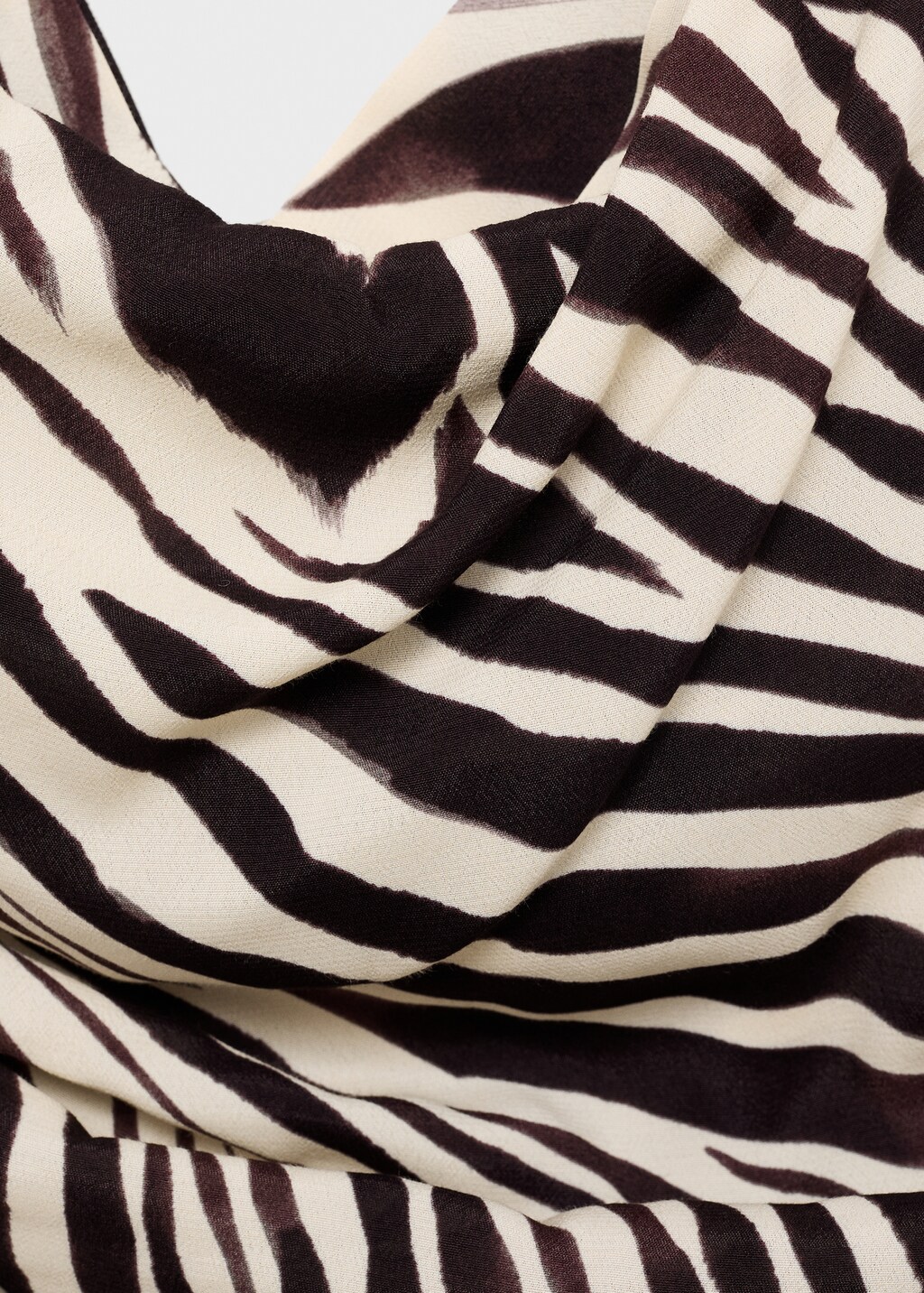 Zebra-print draped blouse - Ecru