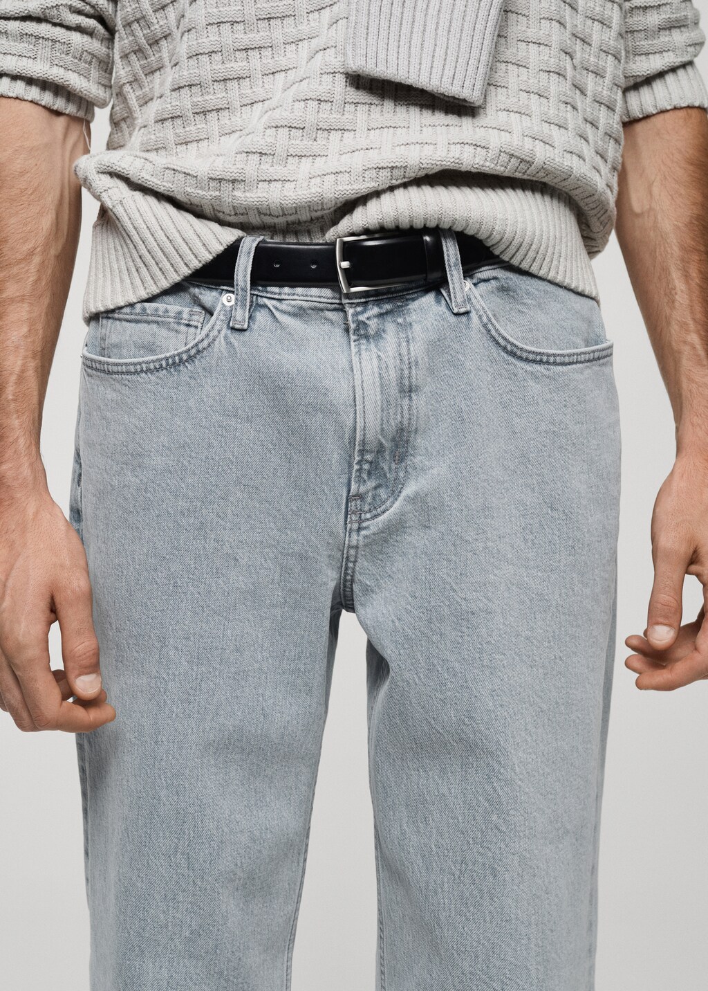 Regular-fit jeans with distressed effect - Petrol Blue