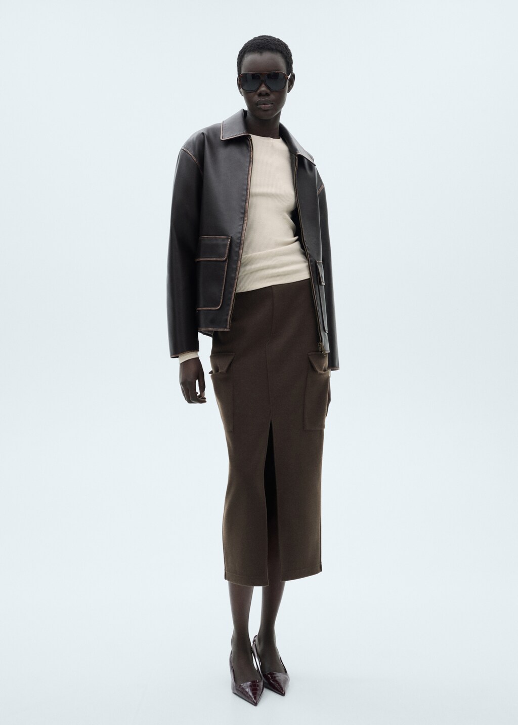 Ribbed long-sleeved t-shirt - Charcoal