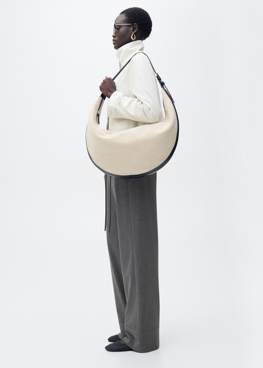 Chalk-stripe straight trousers - Dark Navy