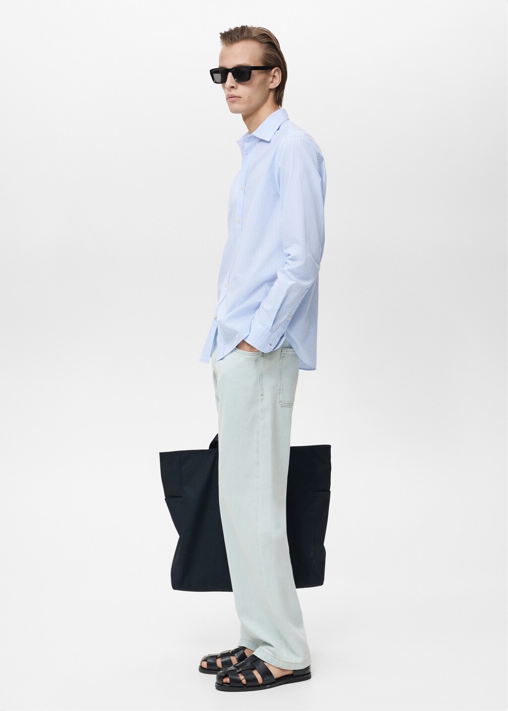 Striped seersucker shirt - Sand