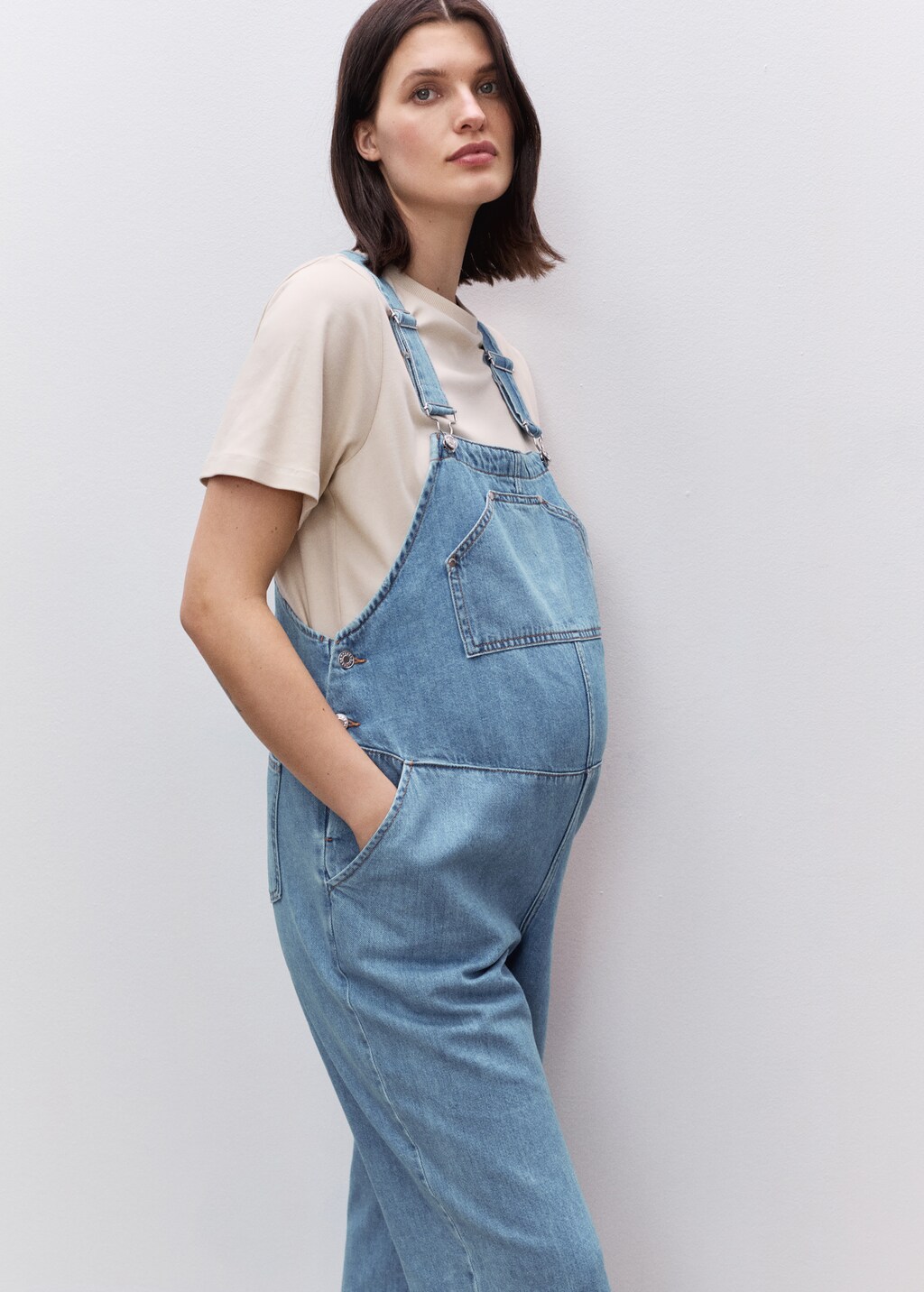 Maternity denim dungarees - Medium Blue