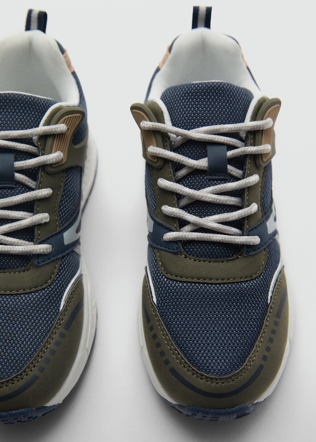 Lace-up mixed sneakers - Blue