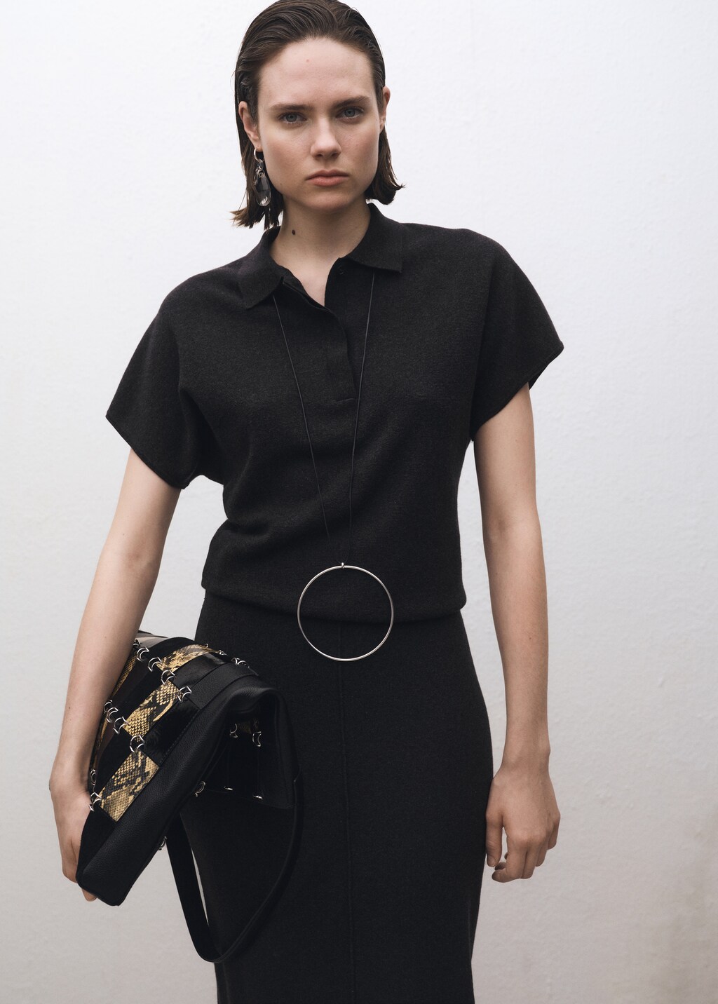 Wool-blend midi-skirt - Charcoal