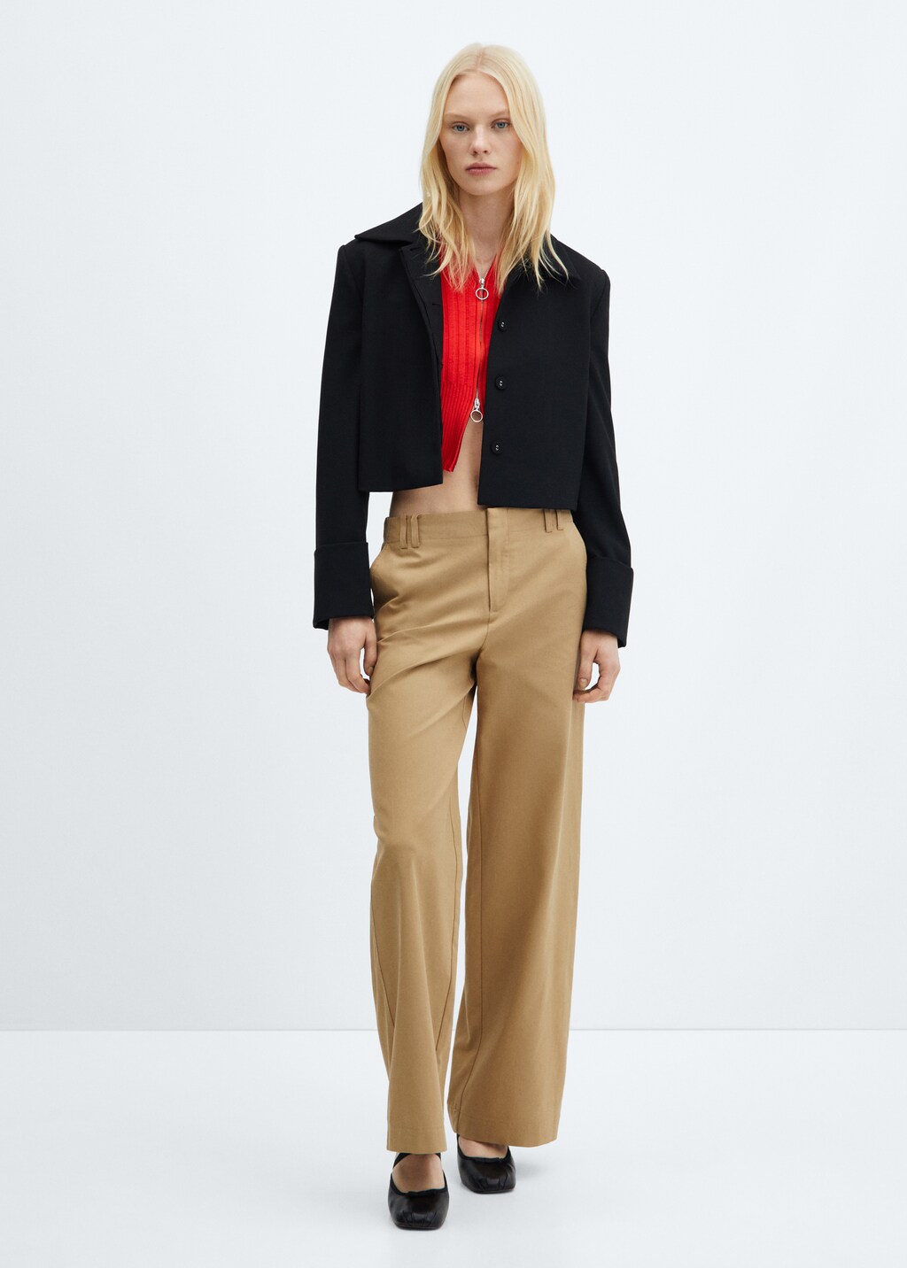 Wideleg lyocell trousers - Beige