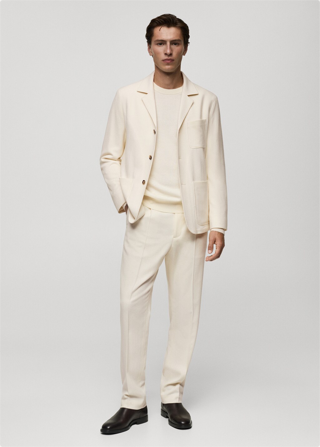 100% virgin wool flannel suit trousers - Dark Navy