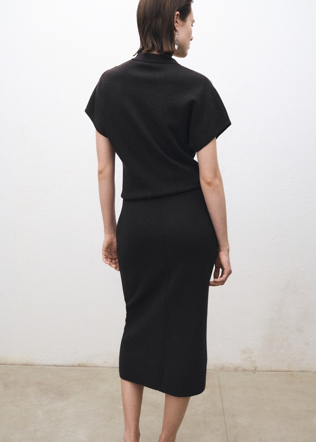 Wool-blend midi-skirt - Charcoal