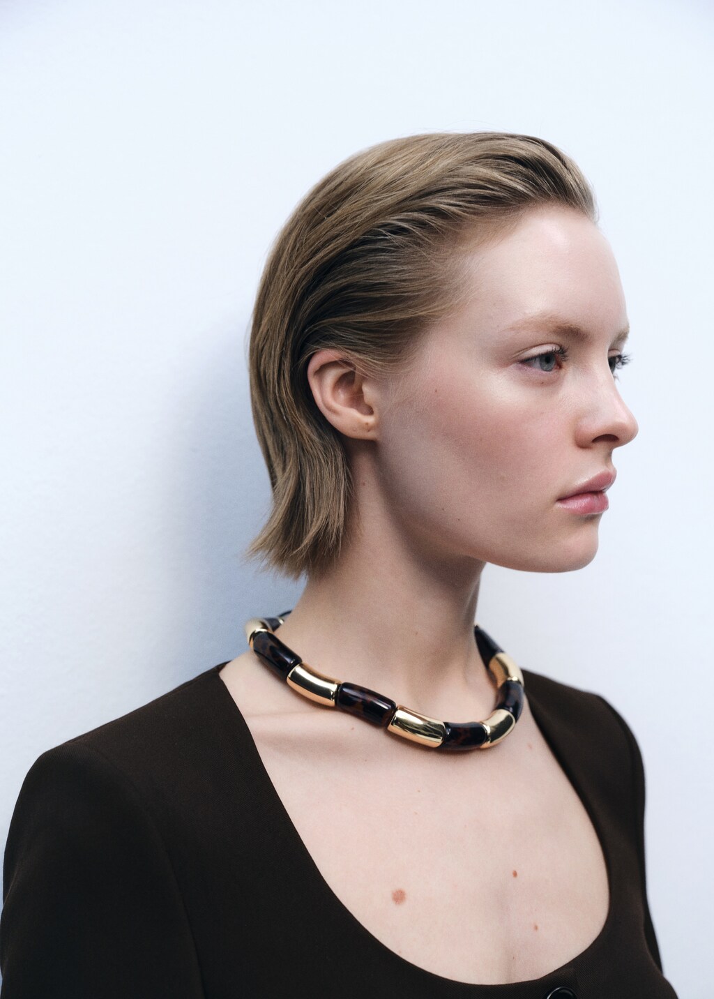 Suit jacket with belt - Chocolate