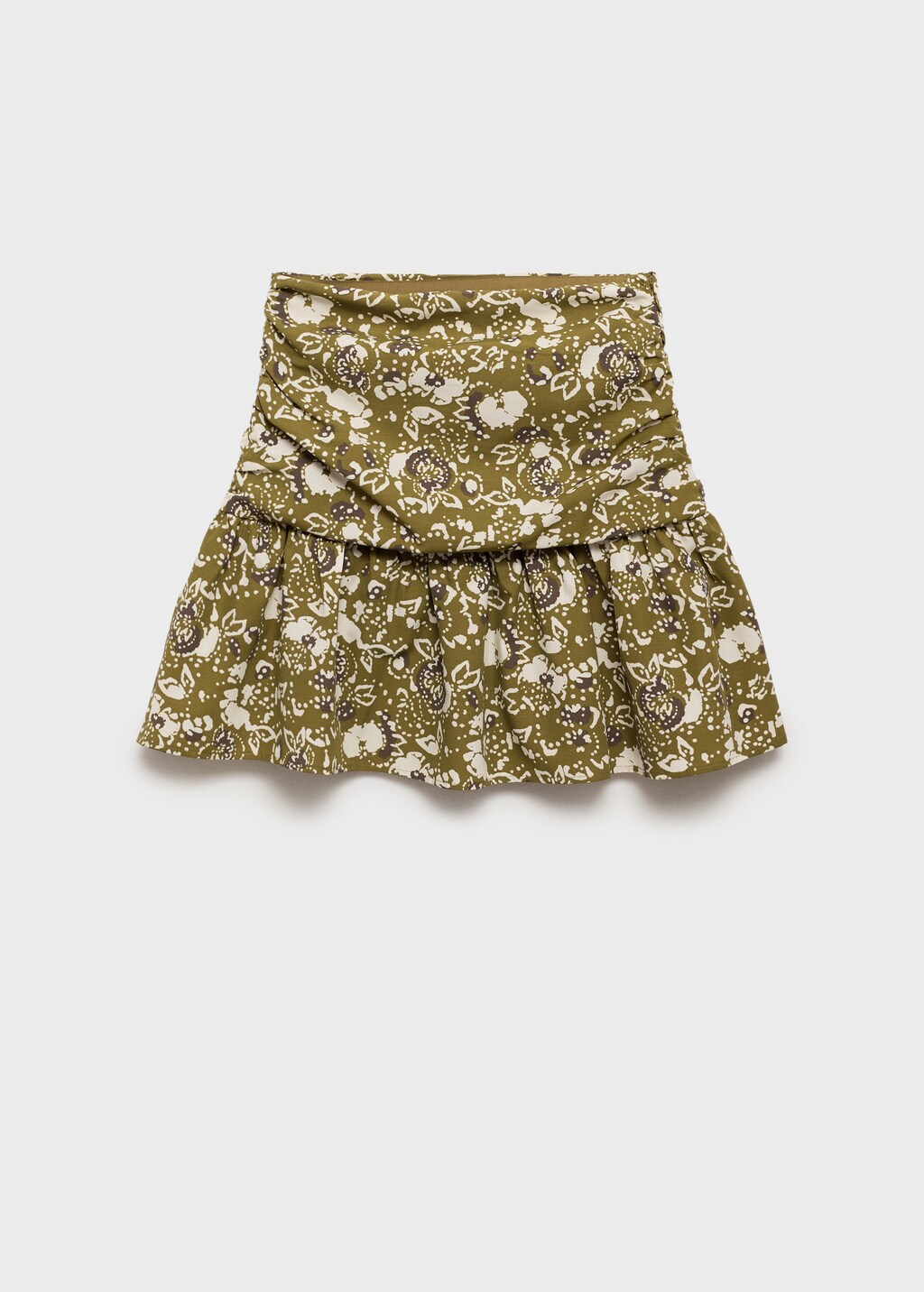 Draped printed skirt - Olive Green