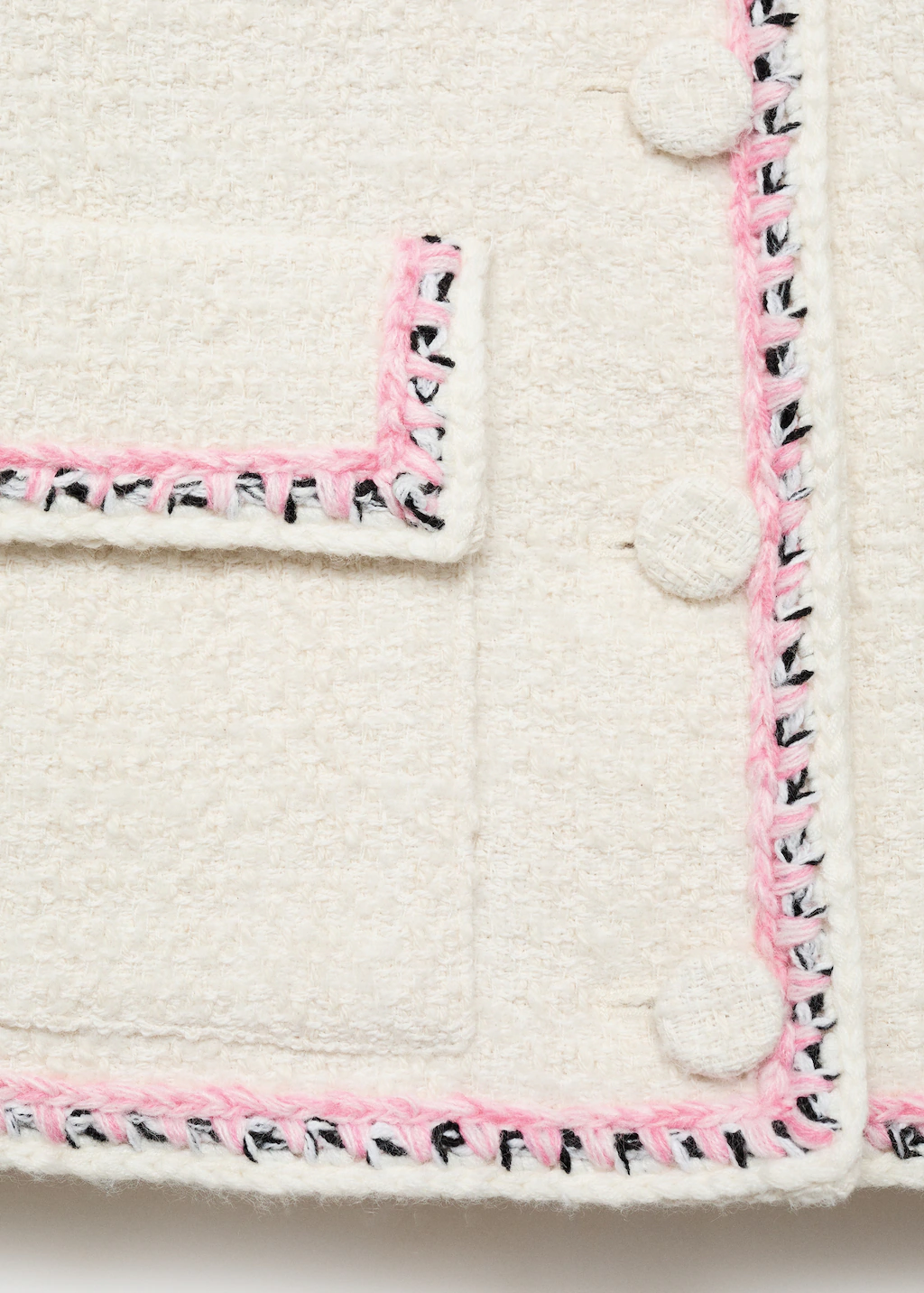 Tweed jacket with contrasting trims - Ecru