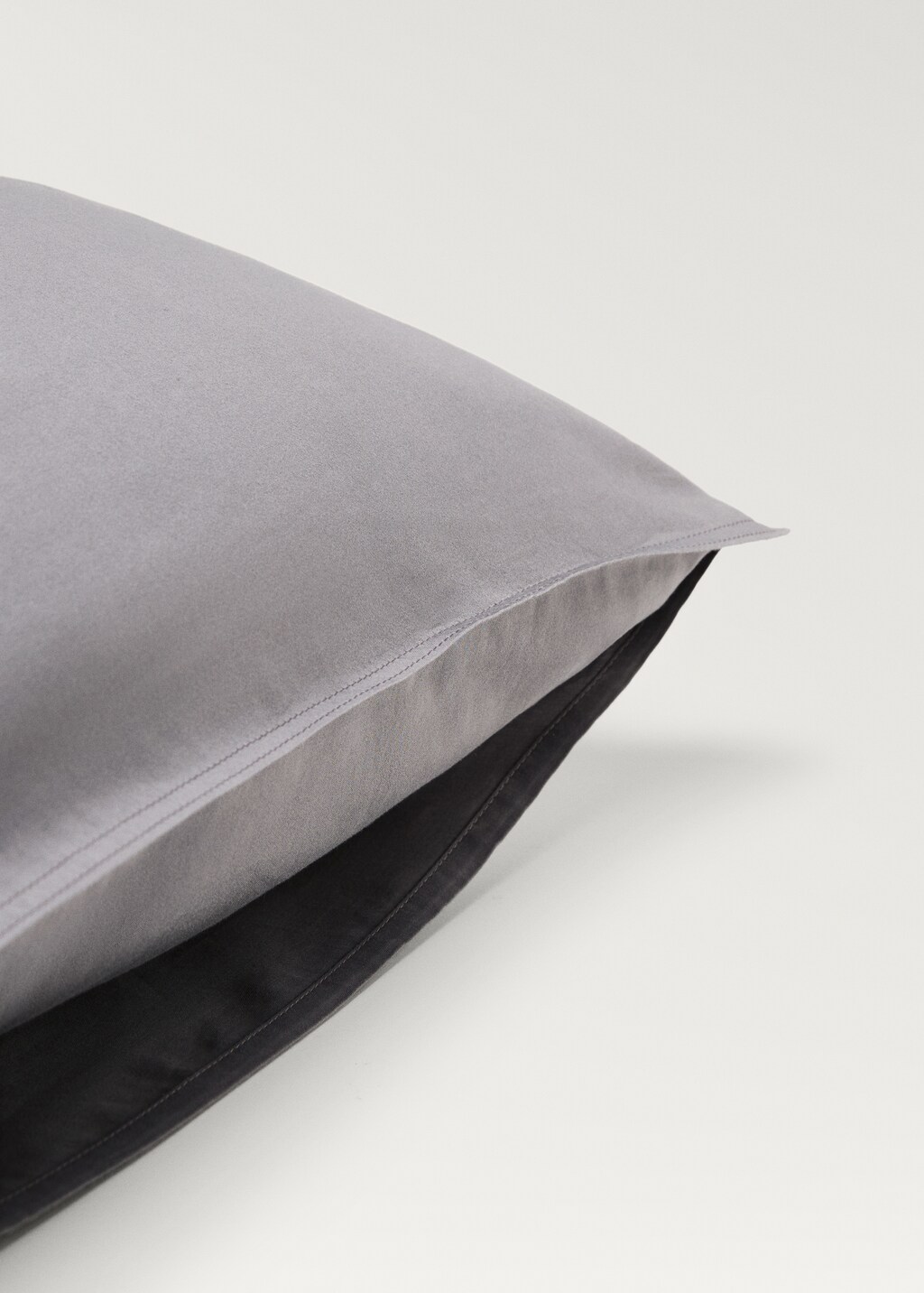Washed satin cotton pillowcase with double stitching, 60x60cm - Russet