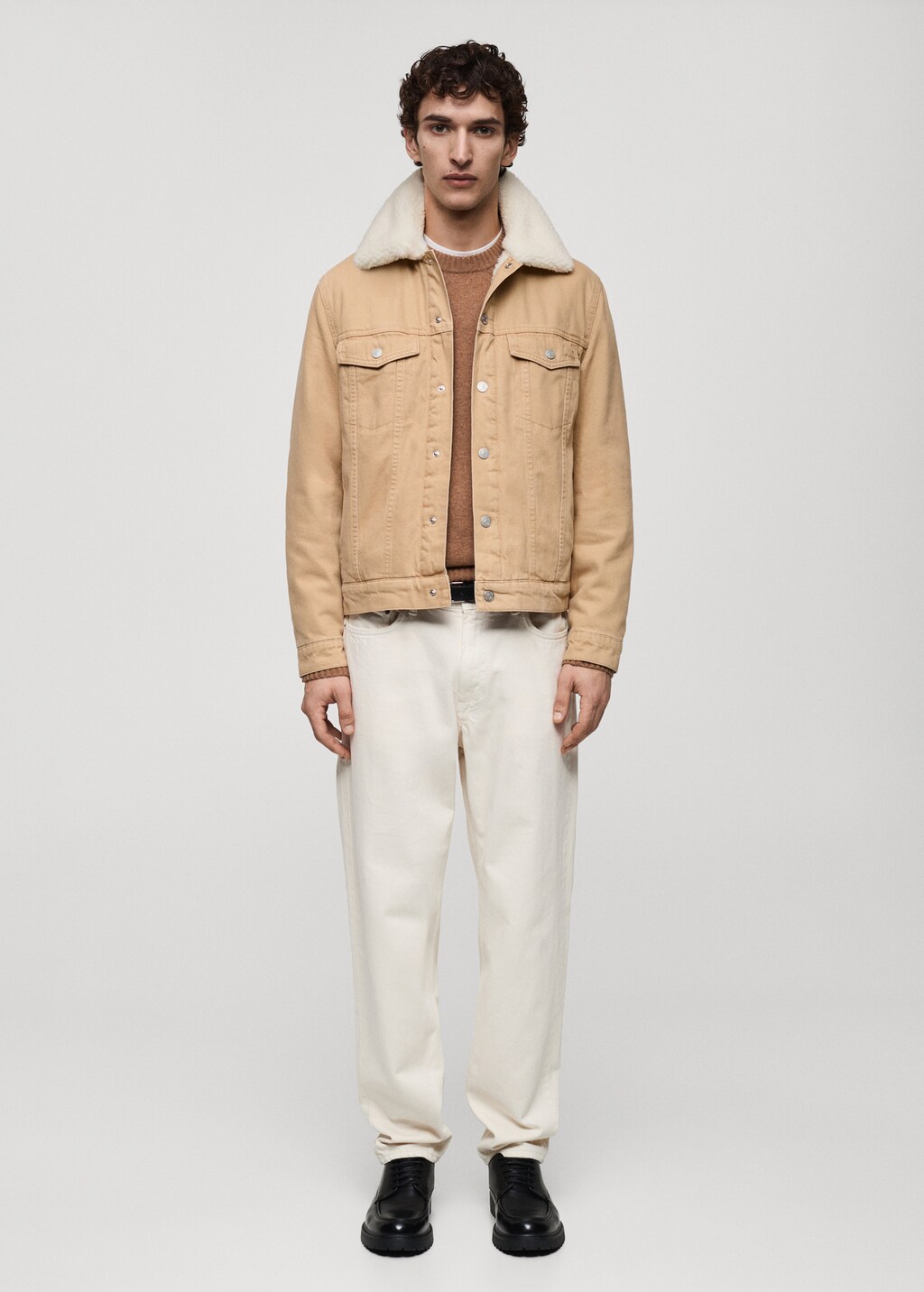 Denim jacket with fleece lining - Black denim