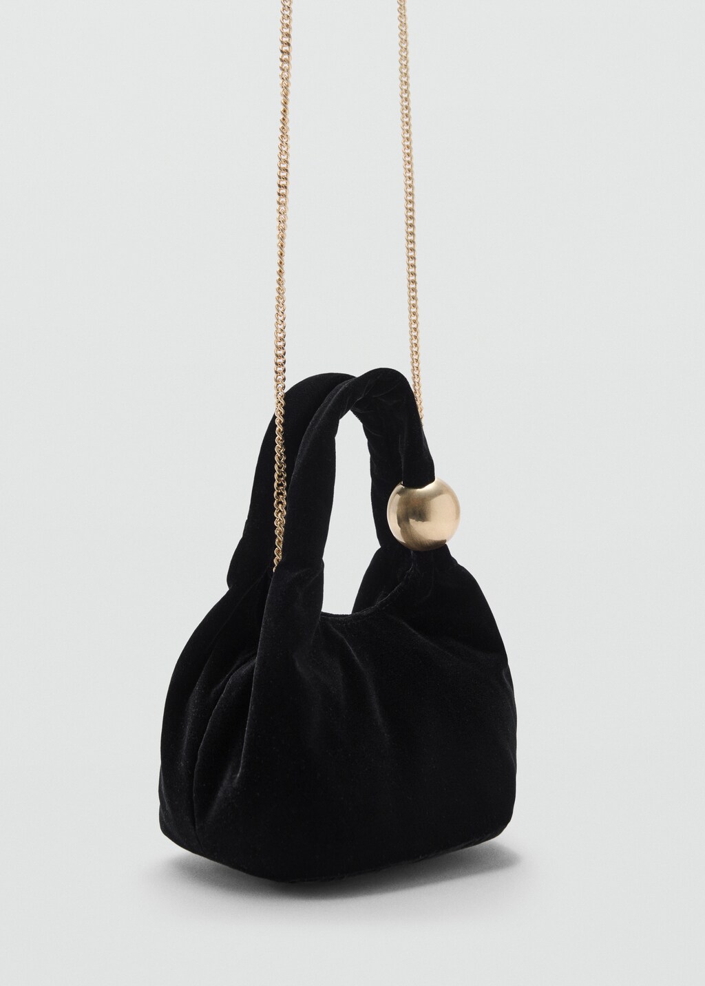 Velvet bag with ball detail - Black