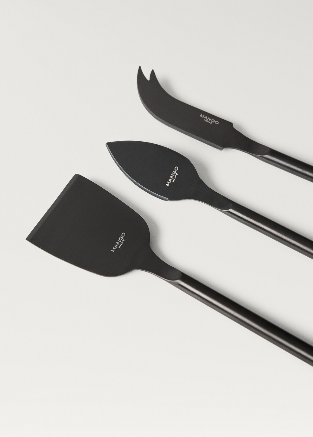 Set of 3 matte steel cheese kinves - Black