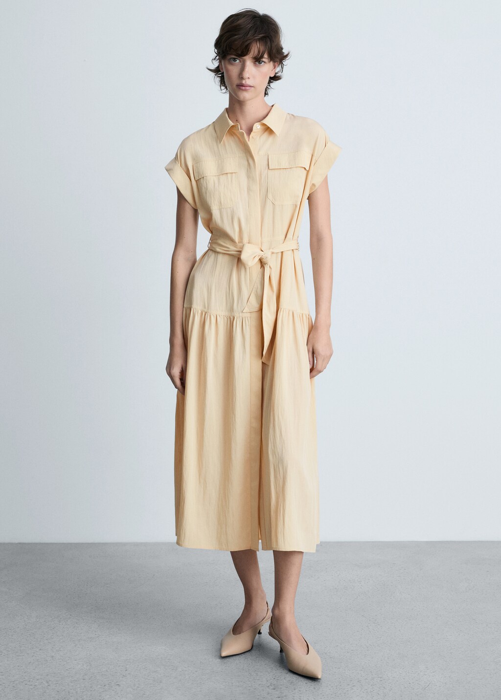 Knot detail shirt dress - Ecru