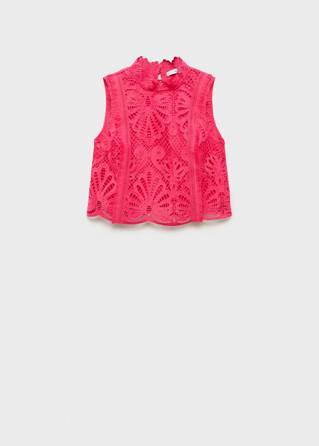Crochet perkins-neck top - Fuchsia