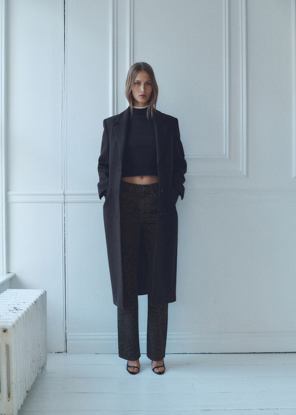 Leopard-print straight jeans - Chocolate