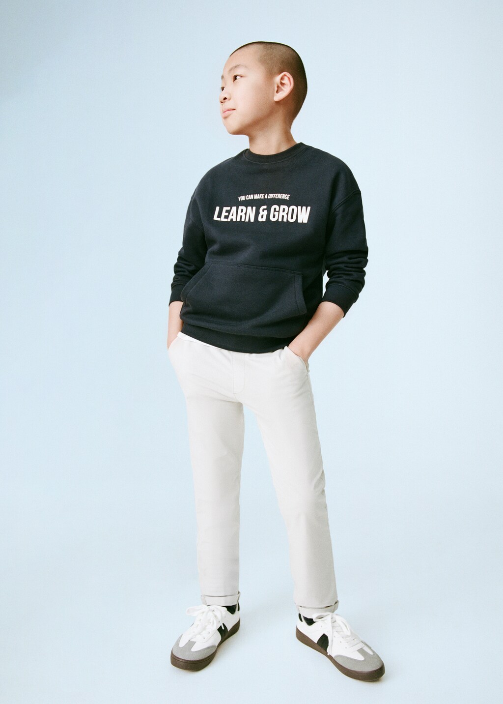 Sweatshirt with printed lettering - Dark Navy