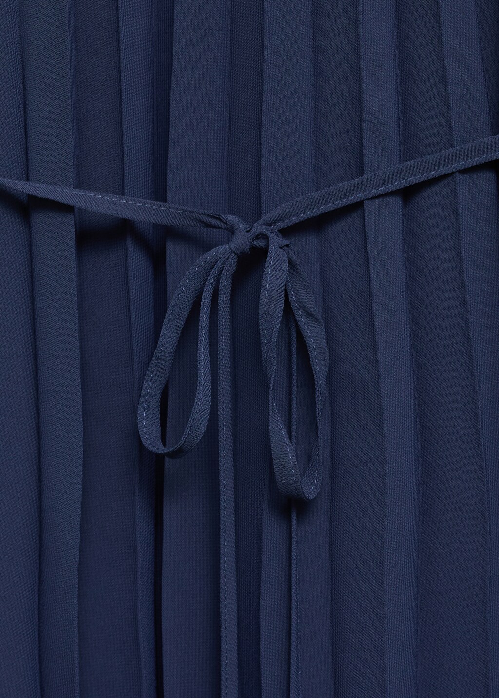 Pleated dress with bow belt - Olive Green