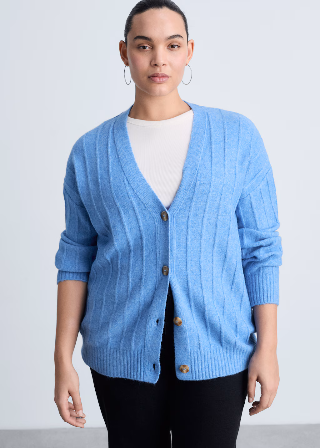 Buttoned long cardigan - Ecru