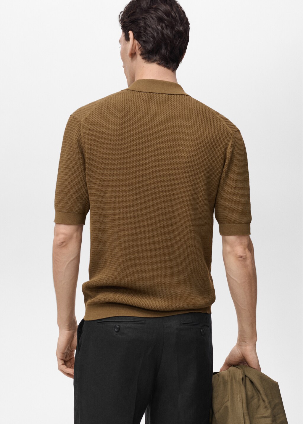 Structured knitted shirt - Brown
