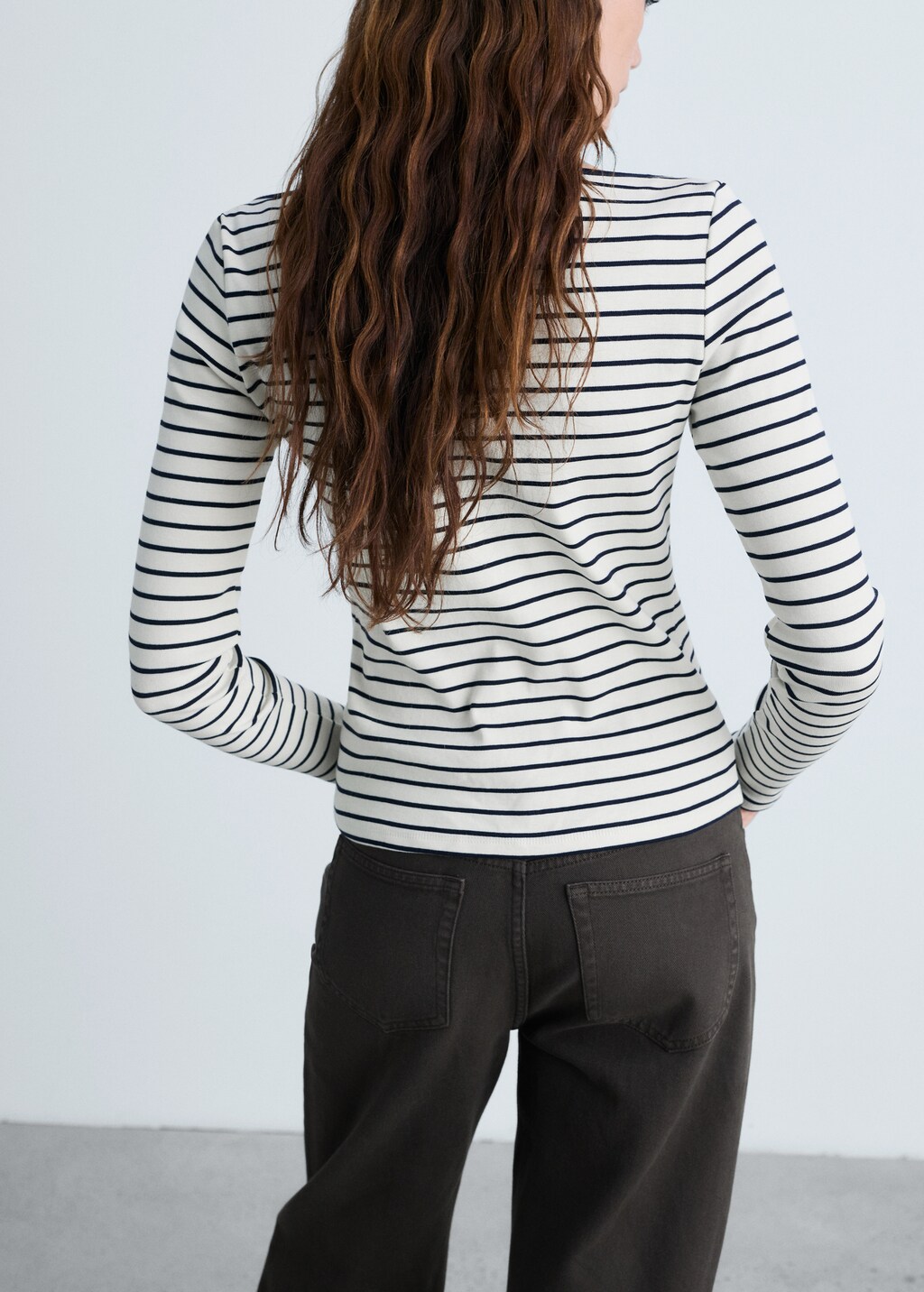 Striped boat-neck t-shirt - Dark Navy