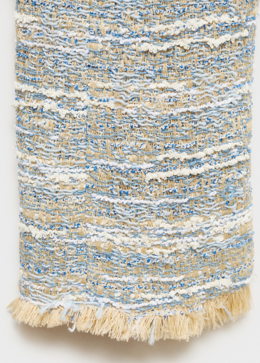 Tweed jacket with frayed ends - Sky Blue