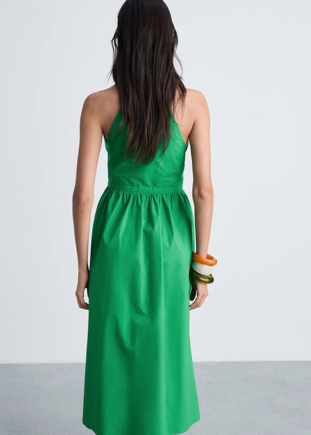 Flared bow dress - Green