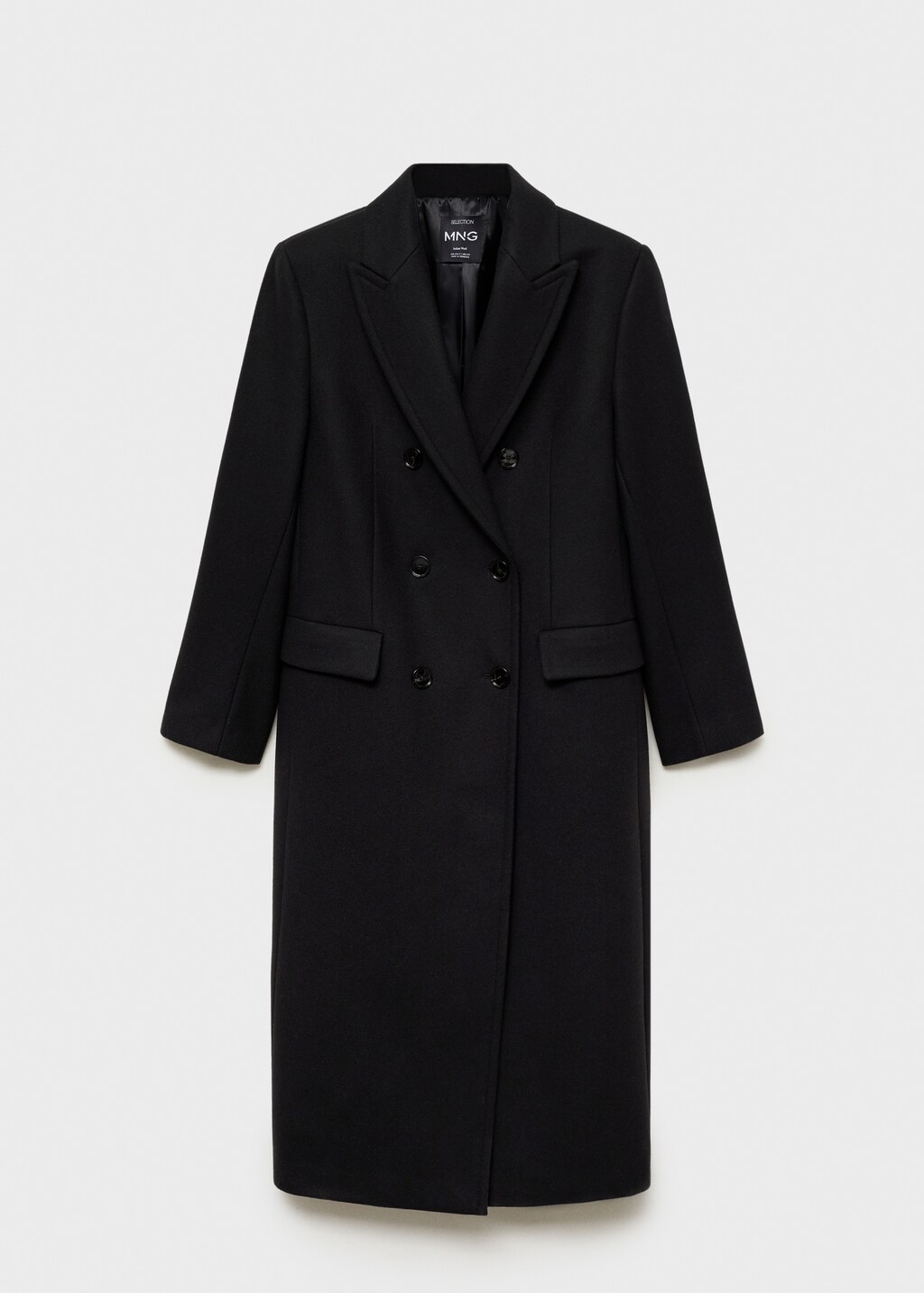 Double-breasted wool coat - Black