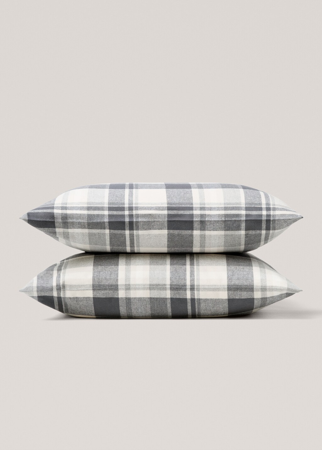 Pillow cover 100% cotton flannel plaid 60x60cm - Grey