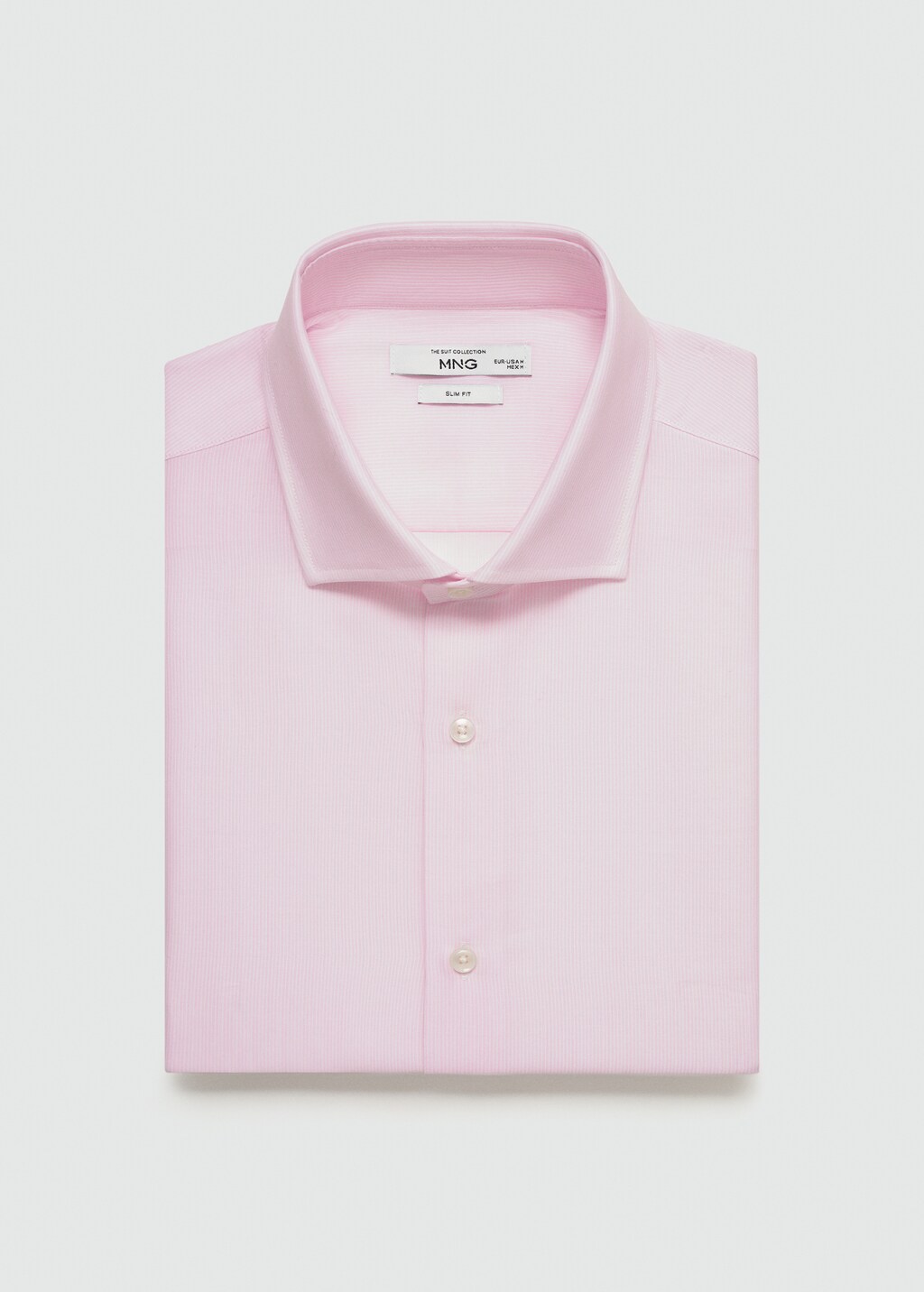 Slim-fit micro-stripe twill suit shirt - Light Pink