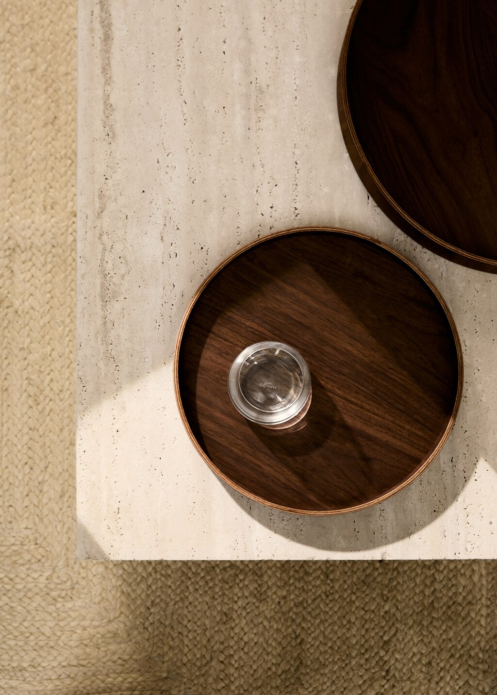 Medium round wooden tray - Brown