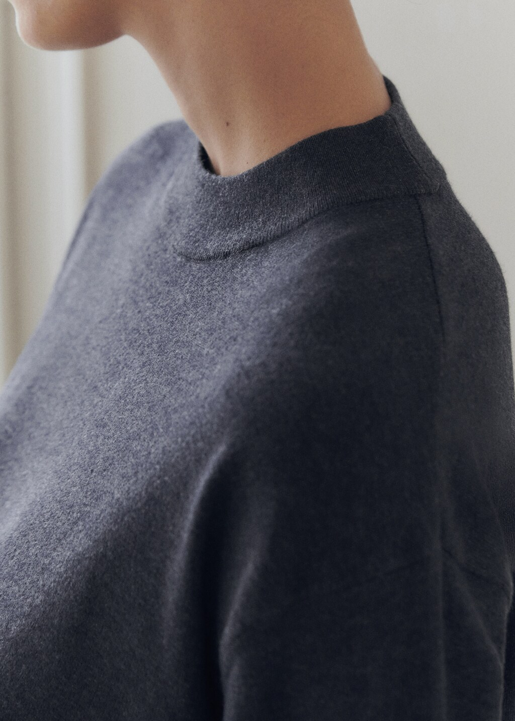Round-neck knitted sweater - Dark Navy