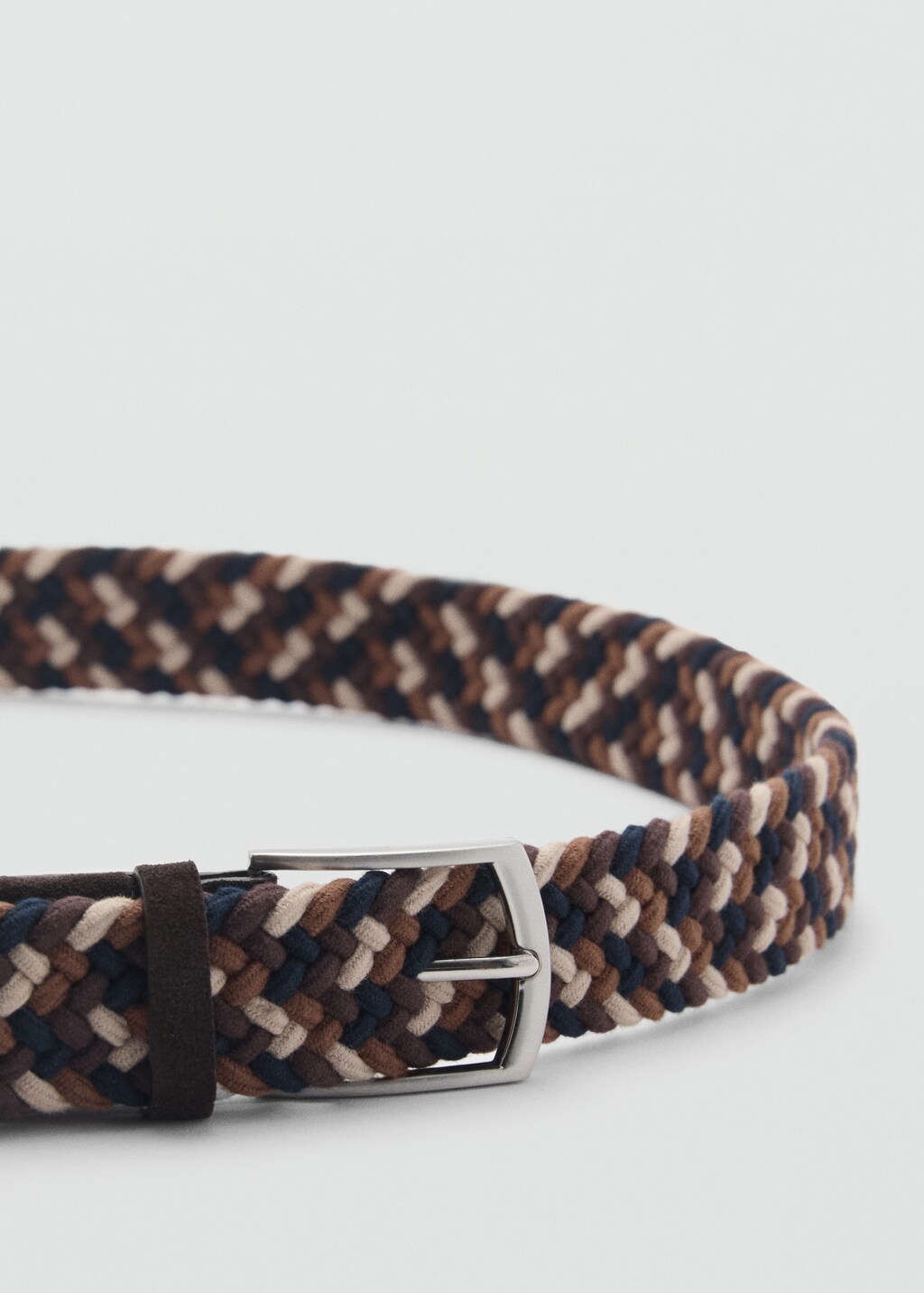 Braided elastic coloured belt - Beige