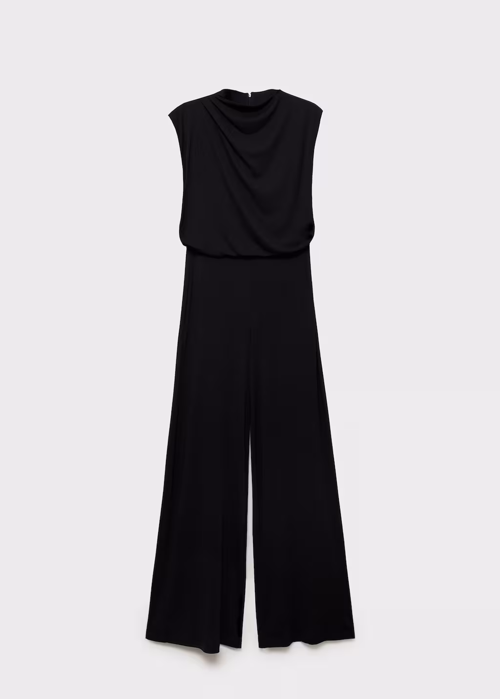 Straight-fit jumpsuit with draped neckline - Black