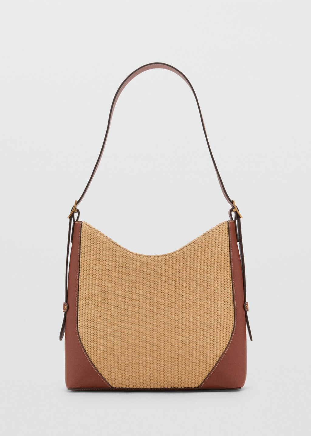 Contrast canvas shoulder bag - Leather