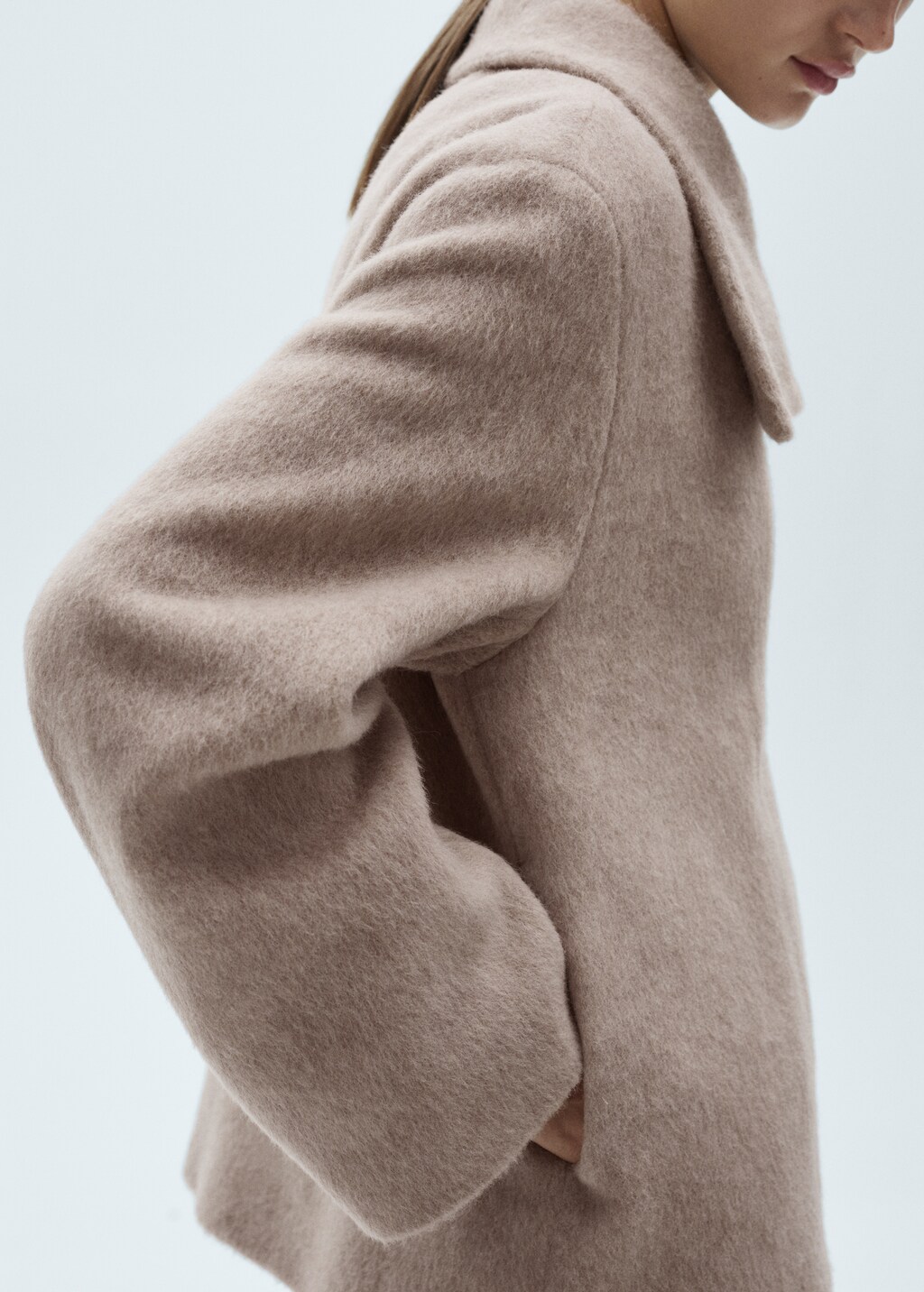 Turtleneck wool coat - Beige