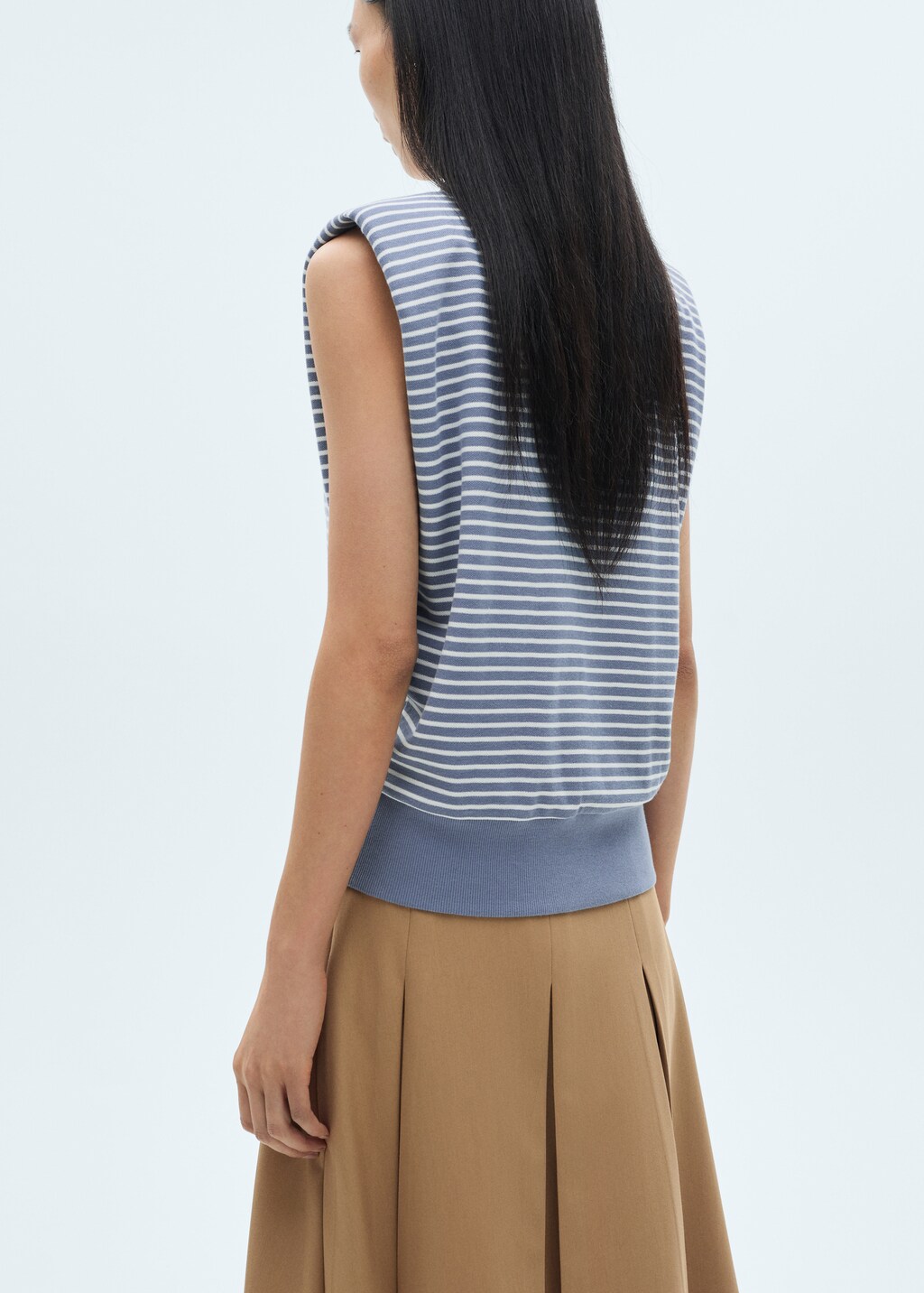 Striped cotton polo shirt - Petrol Blue