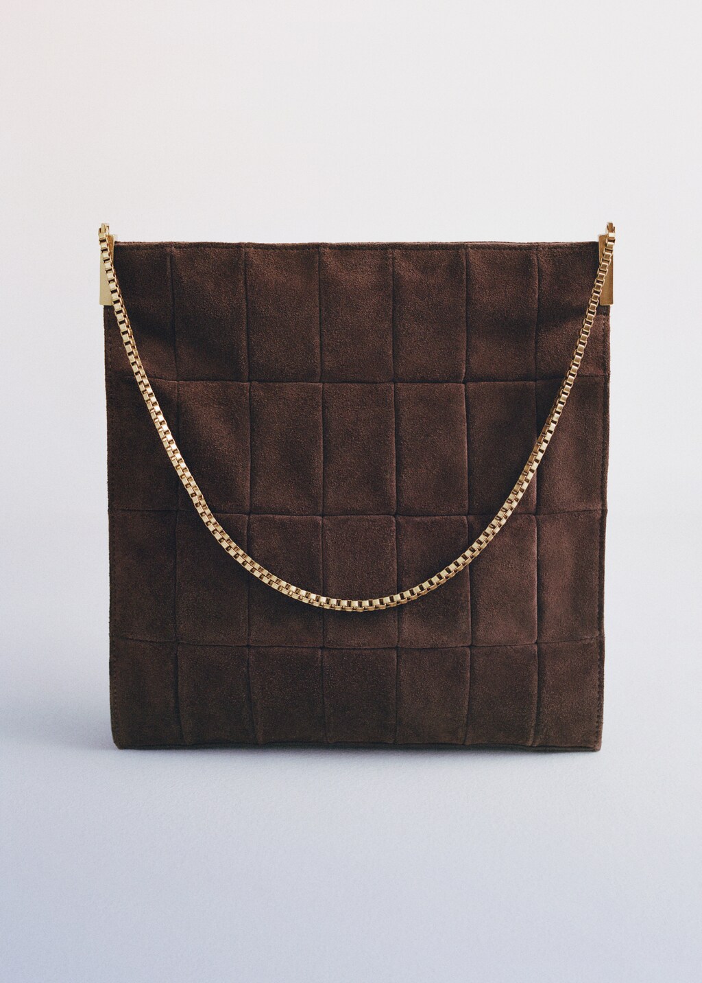 Chain suede bag - Chocolate