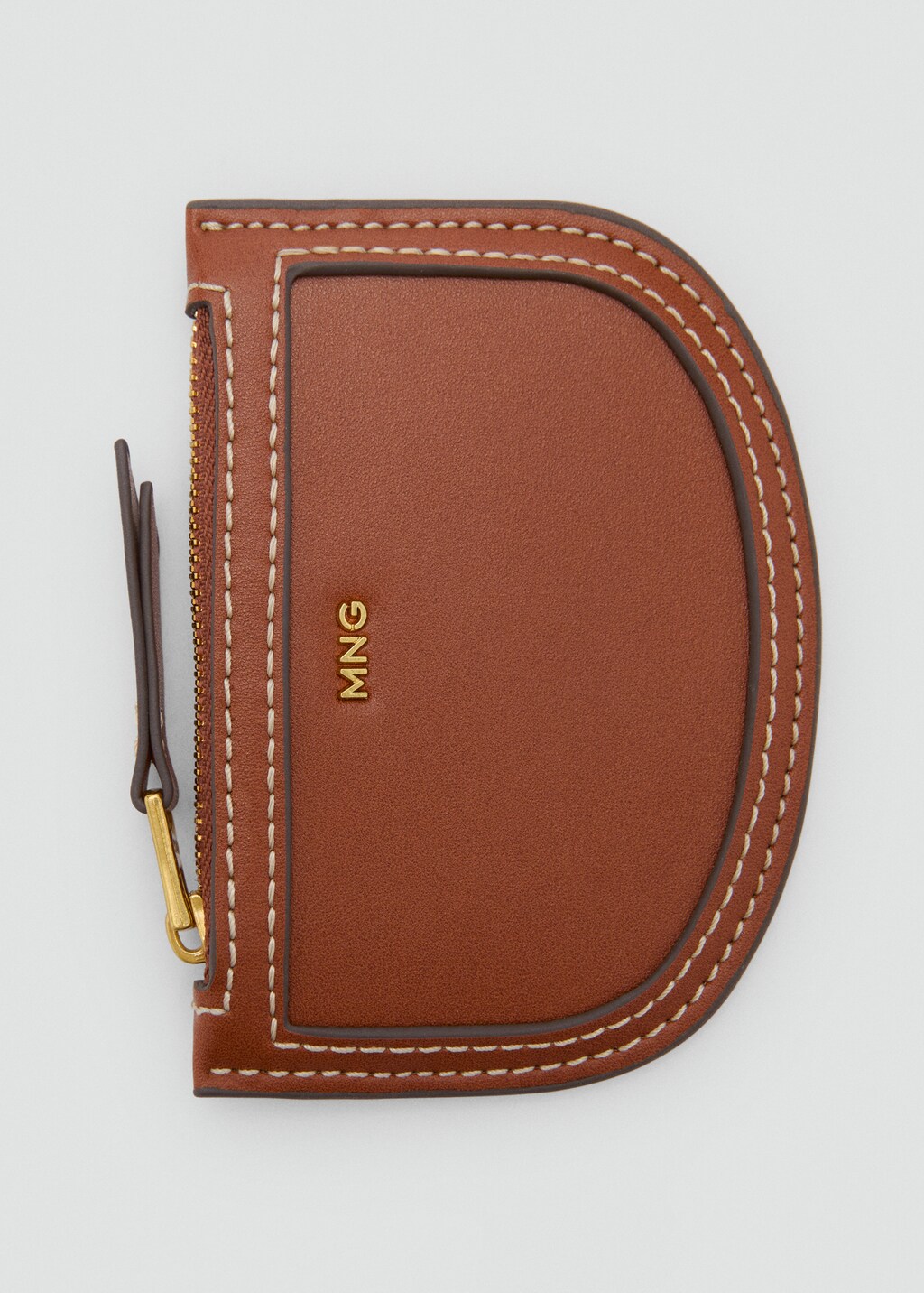Mini oval leather-effect card holder - Leather